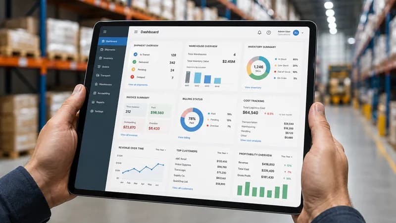 Logistics Software with Integrated Accounting Dashboard